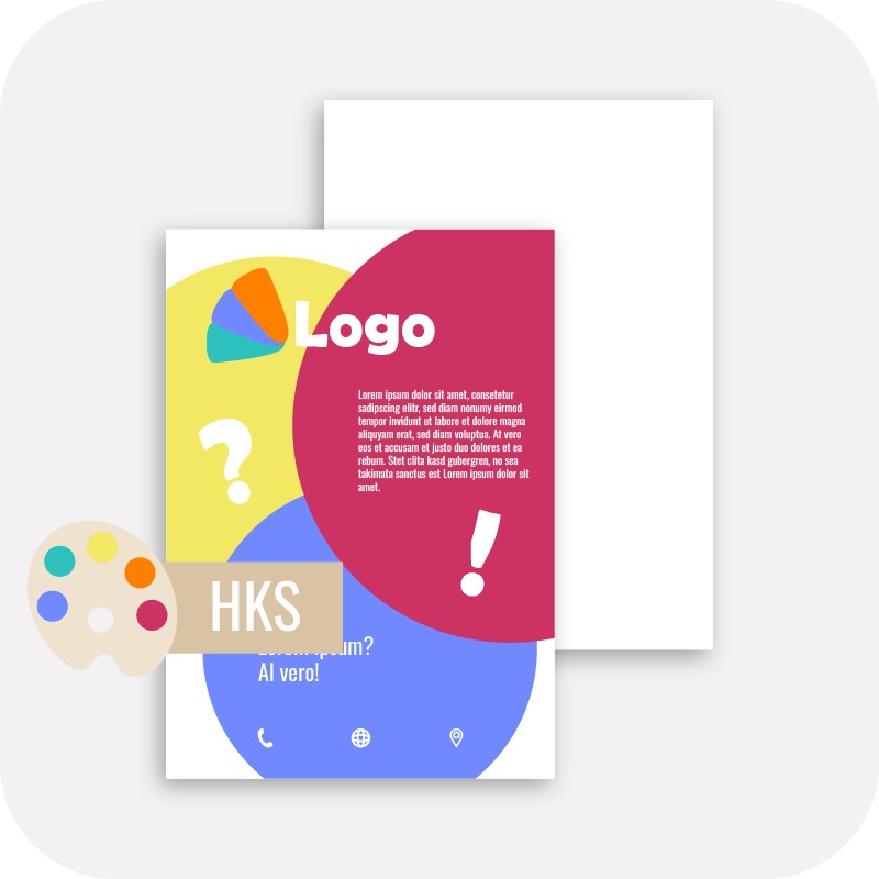 Flyer DIN A8 (5,2 cm x 7,4 cm)<br>einseitig bedruckt (4/0 farbig + 1 Sonderfarbe HKS)