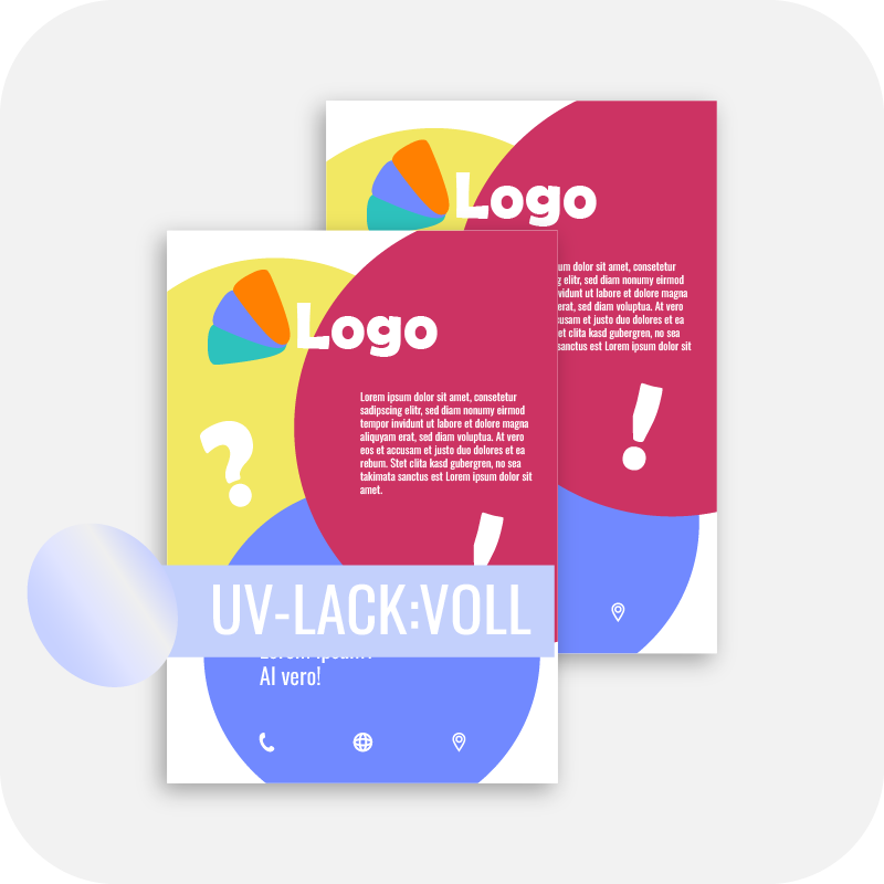 Hochglanz-UV-Lack-Flyer DIN A7 (7,4 cm x 10,5 cm), beidseitig bedruckt